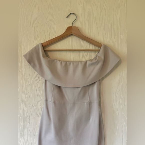 Babaton Aritzia Ruslan Cream Bardot Off Shoulder Bodycon Contour Midi Dress - Picture 13 of 17